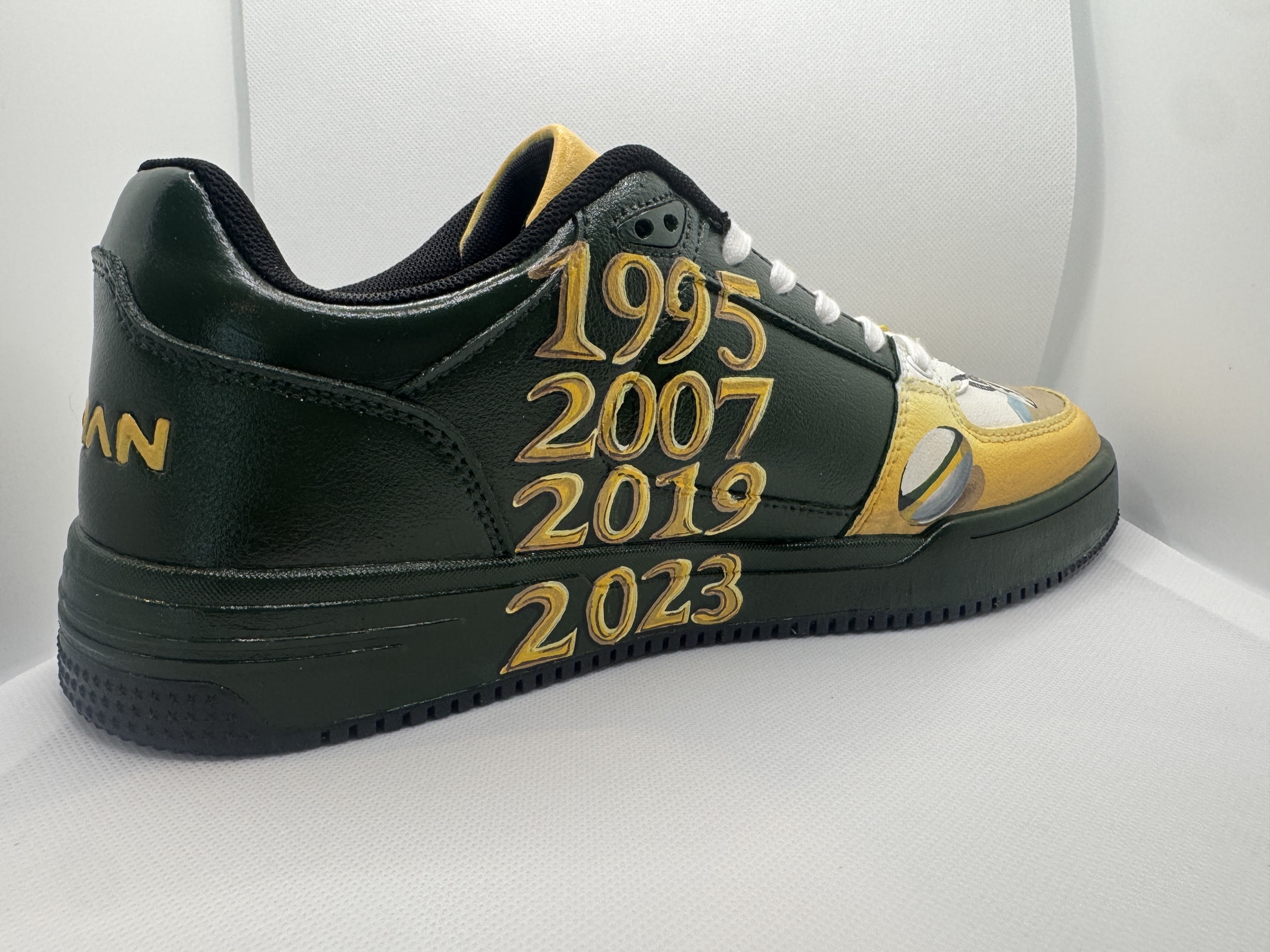 Reign — hand-painted sneaker, side profile