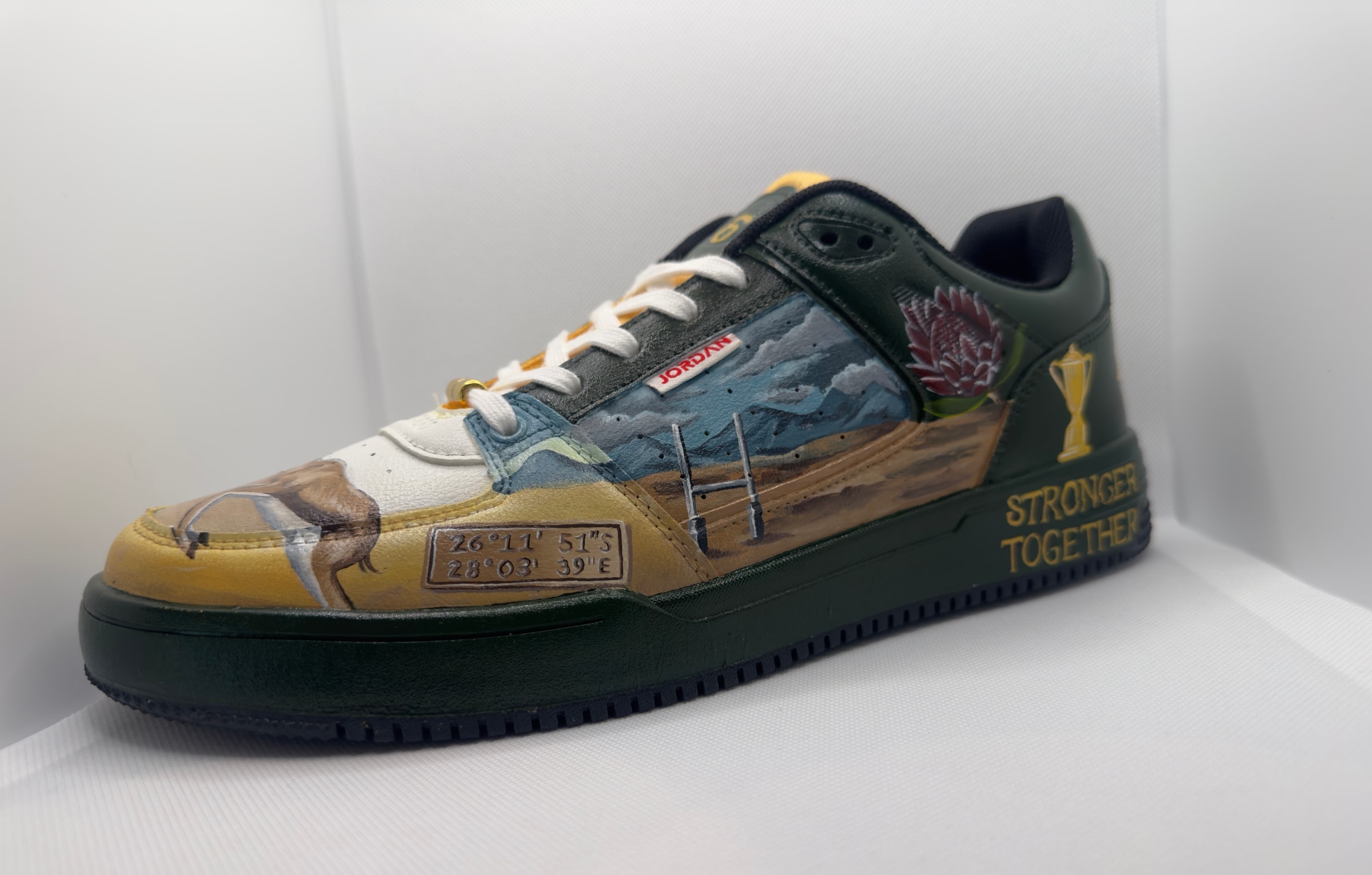 Reign — hand-painted sneaker, close detail